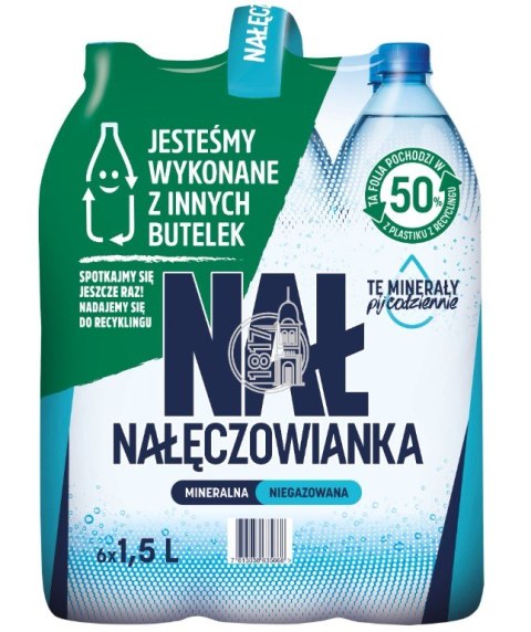 Woda NAŁĘCZOWIANKA niegazowana 1.5L butelka PET zgrzewka 6 szt. KAUCJA
