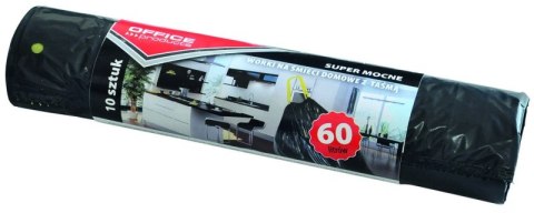 Worki na śmieci domowe z taśmą , super mocne (LDPE), 60l, 10szt., czarne, typu OFFICE PRODUCTS 22023222-05