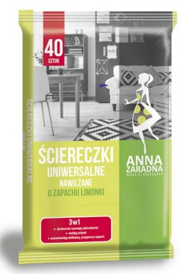 ANNA ZARADNA Ściereczki nawilżane , uniwersalne o zapachu limonki, 40 szt., białe chusteczki, 030156