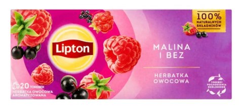 Herbata LIPTON owocowa, malina i bez, 20 torebek