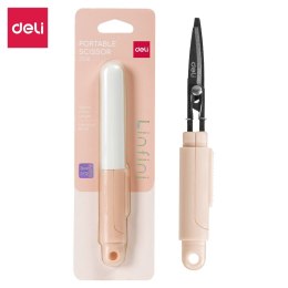 Kompaktowe nożyczki Deli EZ508 w bezpiecznym etui, różowe, EZ508P