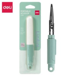 Kompaktowe nożyczki Deli EZ508 w bezpiecznym etui, zielone, EZ508GR