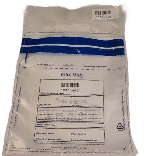 Koperta bezpieczna/bankowa na bilon max 9kg (50szt.) zew.245*290mm transparent 55838097