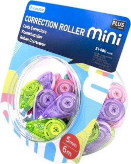 Korektor w taśmie mini WH-505-50P, 5mm x 6m - słoik 50 szt kolory pastelowe, 51660 PLUS