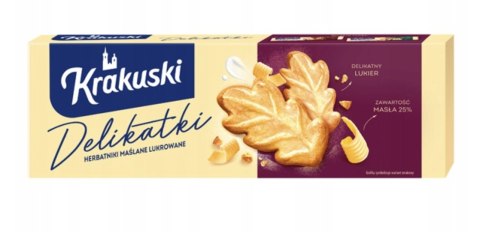 Krakuski Delikatki Herbatniki maślane lukrowane 125 g