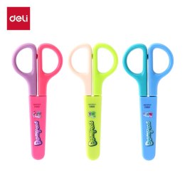 Nożyczki szkolne Deli z ochroną ostrza SE MACARON mix kolorów.