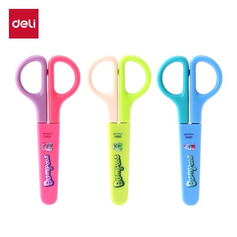 Nożyczki szkolne Deli z ochroną ostrza SE MACARON mix kolorów.