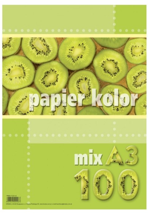 Papier xero A3 80g mix kolorów (100 arkuszy) KRESKA.