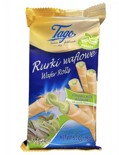 TAGO Rurka waflowa z kremem o smaku pistacjowym 150g